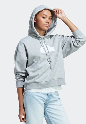Hoodie Gris-Blanco adidas Performance Future Icons Badge of Sport