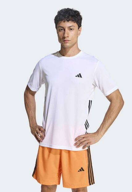 Camiseta adidas Performance Essentials Base 3 Rayas Blanco