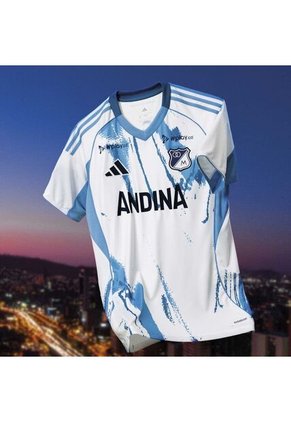 Camiseta Adidas Hombre Millonarios Visitante - Blanco - Azul