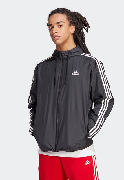 Chaqueta Rompevientos Negro-Blanco adidas Performance Essentials 3 Rayas