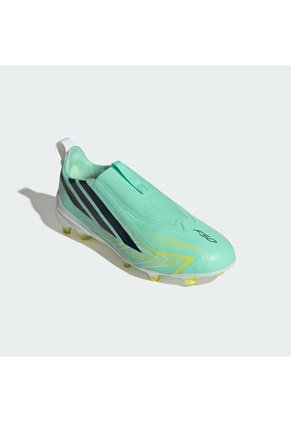 Guayos Blanco Adidas F50 Hyperfast League Sin Cordones Terreno Firme Niños Verde
