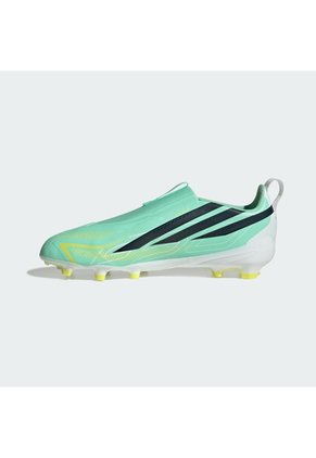 Guayos Blanco Adidas F50 Hyperfast League Sin Cordones Terreno Firme Niños Verde