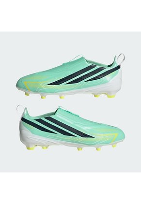 Guayos Blanco Adidas F50 Hyperfast League Sin Cordones Terreno Firme Niños Verde