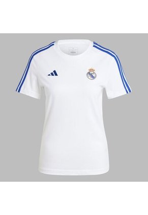 Camiseta Adidas Mujer Polo 3 Tiras Real Madrid - Blanco-Azul
