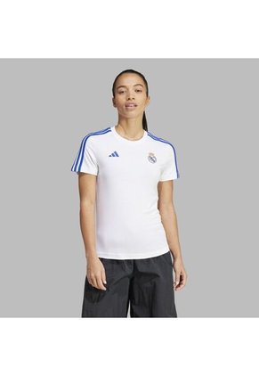 Camiseta Adidas Mujer Polo 3 Tiras Real Madrid - Blanco-Azul