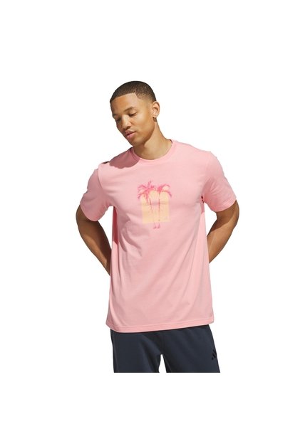 Camiseta Blanco Adidas Graphic Sunny Palms Rosa