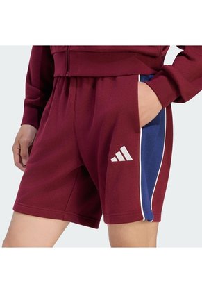 Shorts Verde Adidas Seasonal Essentials Algodón Perchado Bloques De Color Rojo