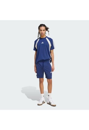 Shorts Verde Adidas Seasonal Essentials Algodón Perchado Bloques De Color Azul