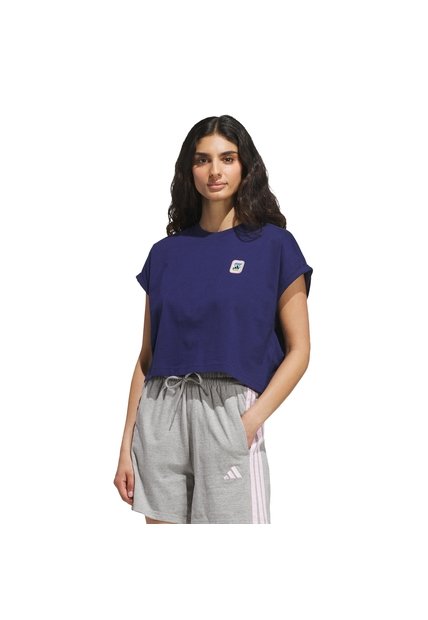 Camiseta Blanco Adidas Graphic Three Flowers Manga Corta Azul