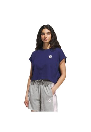 Camiseta Blanco Adidas Graphic Three Flowers Manga Corta Azul