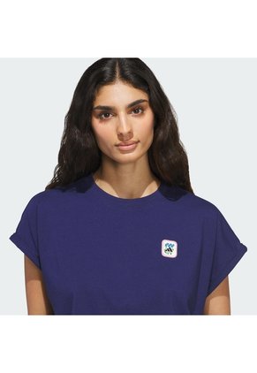 Camiseta Blanco Adidas Graphic Three Flowers Manga Corta Azul