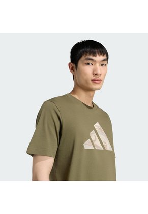 Camiseta Blanco Adidas Graphic Camo Logo 3 Barras Verde