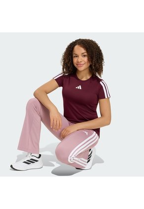 Camiseta Rosado Adidas Training Essentials 3 Rayas Para Niños Rojo