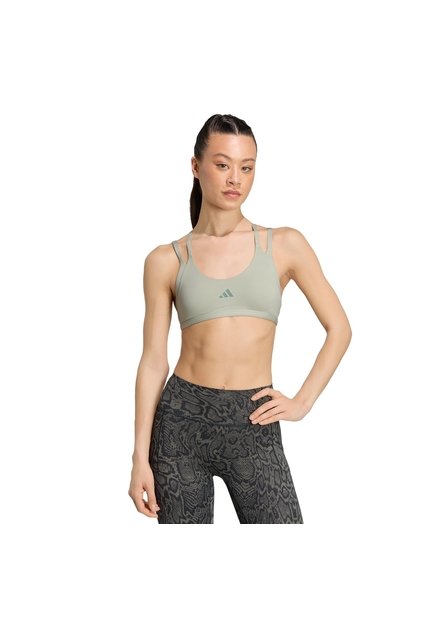 Top Deportivo Turquesa Adidas Optime Workout Strappy Sujeción Ligera Verde