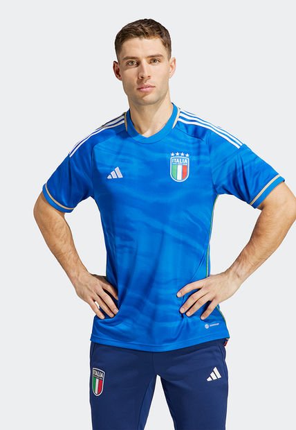 Camiseta Azul Royal-Blanco-Dorado adidas Performance Primera Equipación Italia 23
