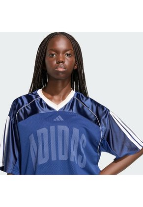 Camiseta Azul Adidas Stadium Malla Mujer