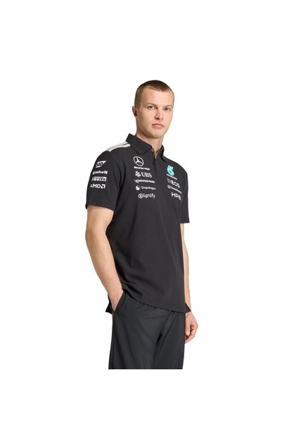 Camiseta Negra Adidas Polo Equipo Ingenieros Mercedes AMG Petronas F1 Hombre