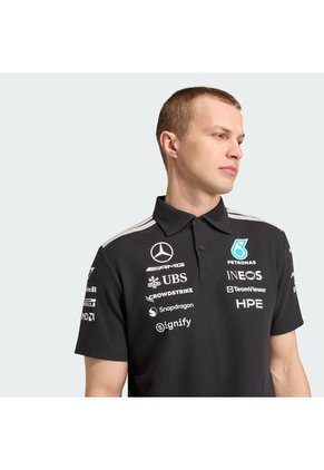 Camiseta Negra Adidas Polo Equipo Ingenieros Mercedes AMG Petronas F1 Hombre