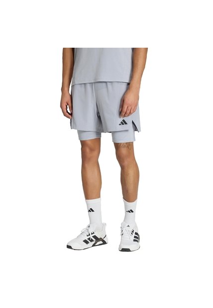Shorts Entrenamiento Gris Adidas D4T Workout 2 En 1 Hombre