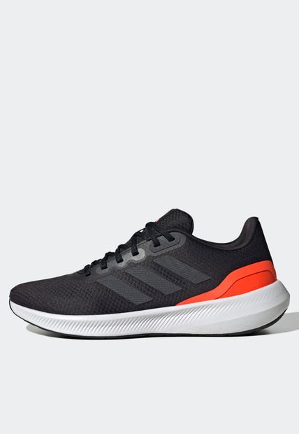 Tenis Running Negro-Naranja Neón-Blanco adidas Performance Run Falcon 3.0