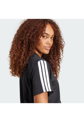 Camiseta Negra Adidas Essentials 3 Rayas Mujer
