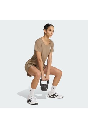 Shorts Entrenamiento Beige Adidas Workout Essentials 2 En 1 Mujer