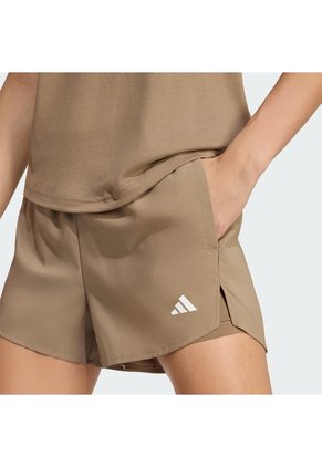 Shorts Entrenamiento Beige Adidas Workout Essentials 2 En 1 Mujer