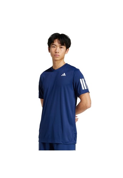 Camiseta Tenis Azul Adidas 3 Rayas Club Climacool Hombre