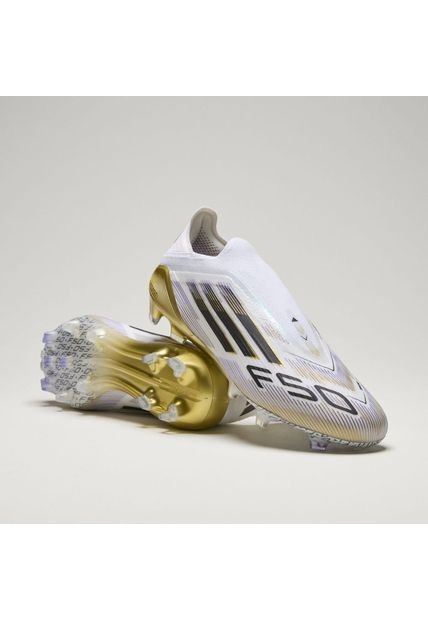 Adidas Performance Guayos Adidas Hombre F50 Elite Laceless Césped Natural Seco- Blanco-Dorado Guayo