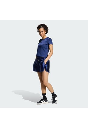 Shorts Entrenamiento Azul Adidas Seasonal Essentials Satén Mujer