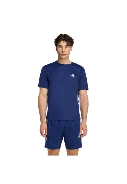 Camiseta Entrenamiento Azul Adidas Workout Essentials Base 3-Stripes Hombre