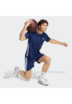Camiseta Entrenamiento Azul Adidas Workout Essentials Base 3-Stripes Hombre