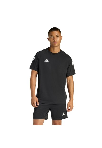 Camiseta Negra Adidas 3 Rayas Climacool Hombre