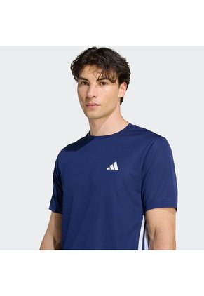 Camiseta Entrenamiento Azul Adidas Workout Essentials Base 3-Stripes Hombre