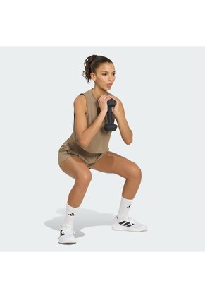 Camiseta Entrenamiento Beige Adidas Sin Mangas Essentials Boxy Mujer