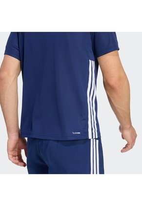 Camiseta Entrenamiento Azul Adidas Workout Essentials Base 3-Stripes Hombre