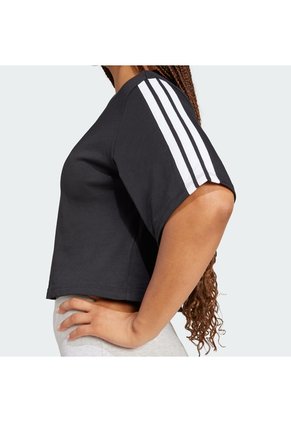 Camiseta Negra Adidas Essentials 3 Rayas Mujer