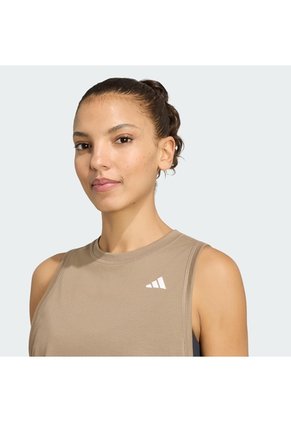 Camiseta Entrenamiento Beige Adidas Sin Mangas Essentials Boxy Mujer