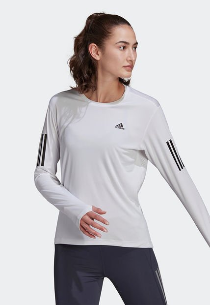 Camiseta Manga Larga Blanco-Negro adidas Performance Own The Run