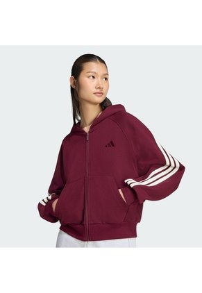 Buzos Y Súeteres Gris Adidas Buzo Con Capucha KIT 3 Rayas Cierre Frontal Rojo