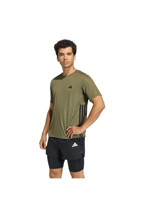 Camiseta Entrenamiento Verde Adidas Workout Essentials Base 3 Rayas Hombre