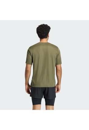 Camiseta Entrenamiento Verde Adidas Workout Essentials Base 3 Rayas Hombre