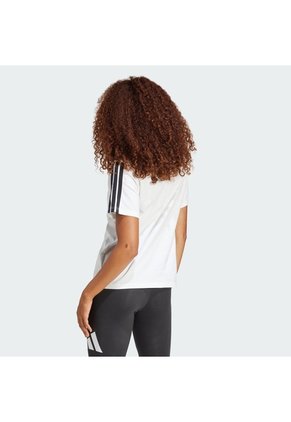 Camiseta Blanca Adidas Essentials 3 Rayas Mujer