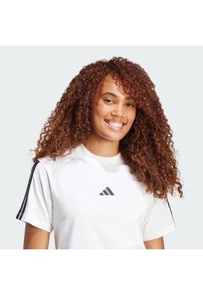 Camiseta Blanca Adidas Essentials 3 Rayas Mujer