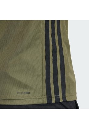 Camiseta Entrenamiento Verde Adidas Workout Essentials Base 3 Rayas Hombre