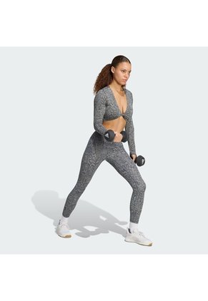 Camiseta Entrenamiento Verde Adidas Primelift Workout Snake Twist Doble Faz Mujer