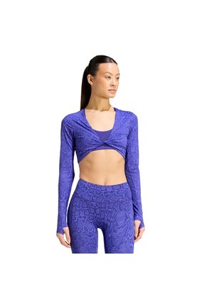 Camiseta Entrenamiento Morada Adidas Primelift Workout Snake Twist Doble Faz Mujer