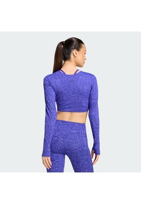 Camiseta Entrenamiento Morada Adidas Primelift Workout Snake Twist Doble Faz Mujer