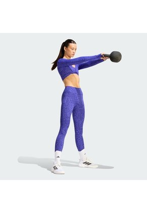 Camiseta Entrenamiento Morada Adidas Primelift Workout Snake Twist Doble Faz Mujer