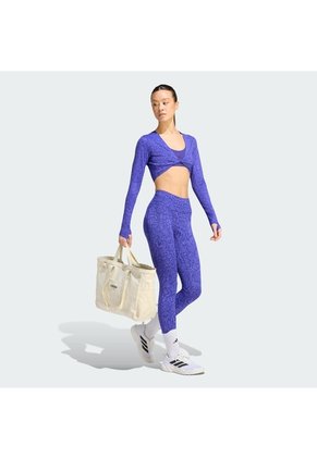 Camiseta Entrenamiento Morada Adidas Primelift Workout Snake Twist Doble Faz Mujer
